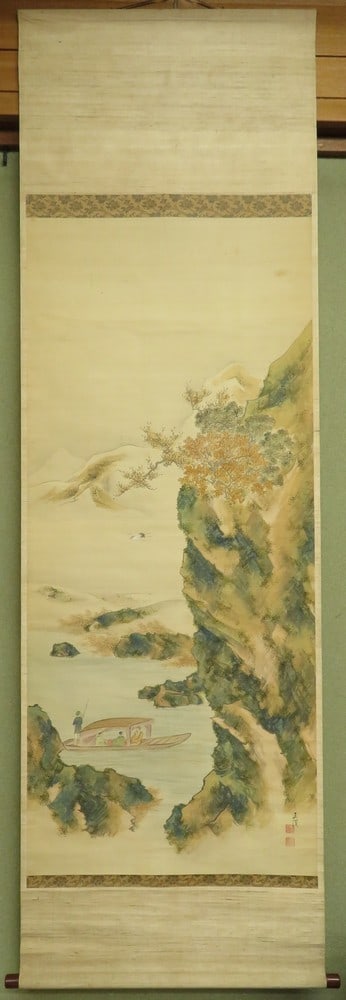 Antique Japanese Hanging Scroll Nomura Gyokkei Red Cliff Shijo School Art (1 of 7)