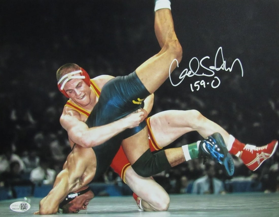 Cael Sanderson Signed/ Autographed 11x14 Photo Iowa State Wrestling JSA 193155: Cael Sanderson Signed/ Autographed 11x14 Photo Iowa State Wrestling JSA 193155 Cael Sanderson's autographed photo showcases his wrestling prowess, capturing the intensity and focus of an Iowa State at