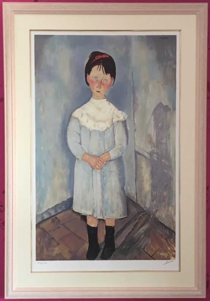 Modigliani Blue Dress Girl Lithograph IDEM Paris Signed 177/ 200 Framed: Modigliani Blue Dress Girl Lithograph IDEM Paris Signed 177/ 200 Framed Item Specifics: Artist: Amadeo Modigliani Unit Of Sale: Single Piece Signed By: Raymond Leo Image Orientation: Portrait Size: La