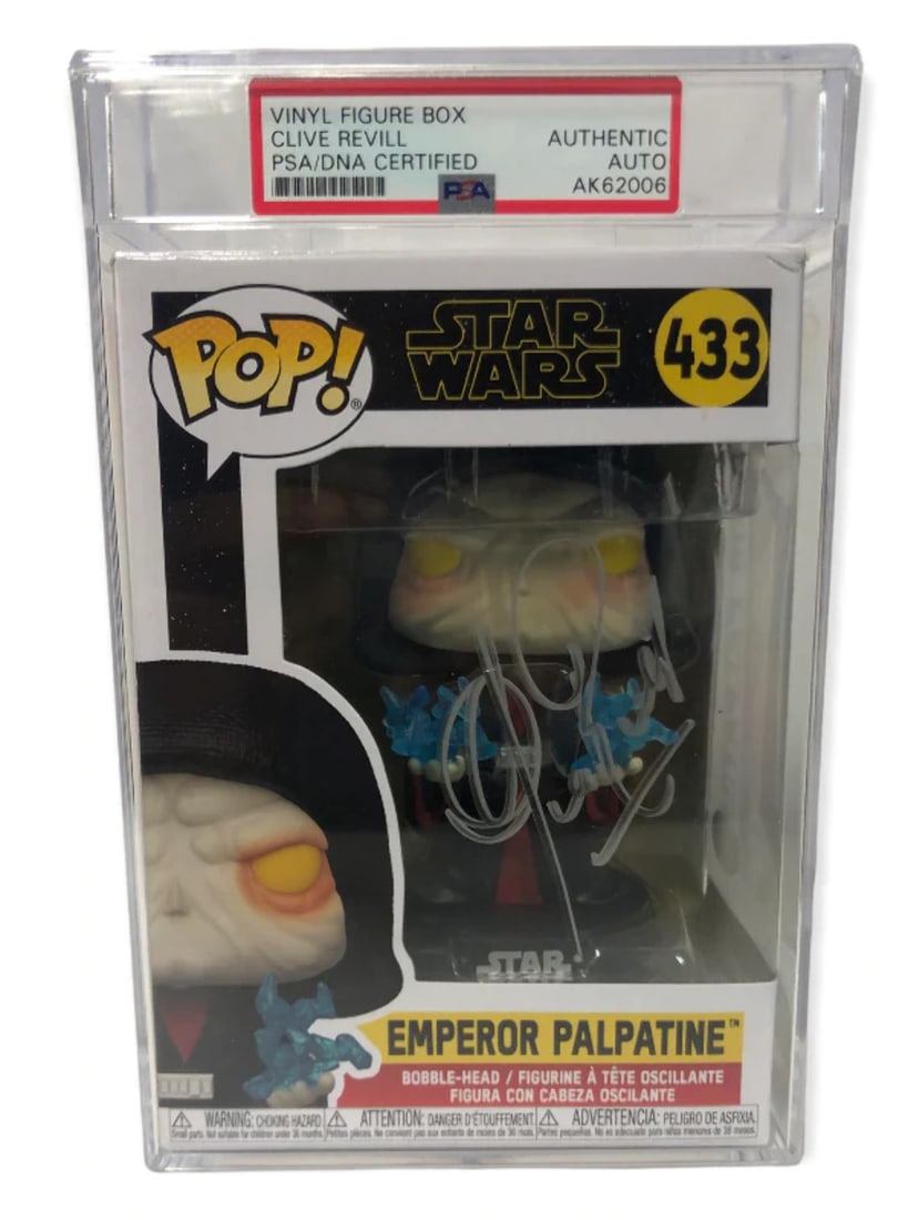 Emperor Palpatine Autographed Funko Pop by Clive Revill: Emperor Palpatine Autographed Funko Pop by Clive Revill Item Specifics: Brand: Professional Sports Authentication (PSA) Professional Grader: 275010 Clive Revill Emperor Palpatine Autographed Funko Pop
