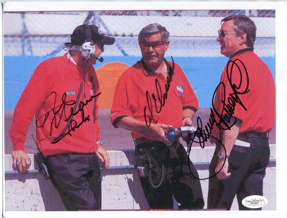 Rick Mears, Al Unser Sr, Johnny Rutherford Autographed 8x10 Photo Paper (JSA) (1 of 2)