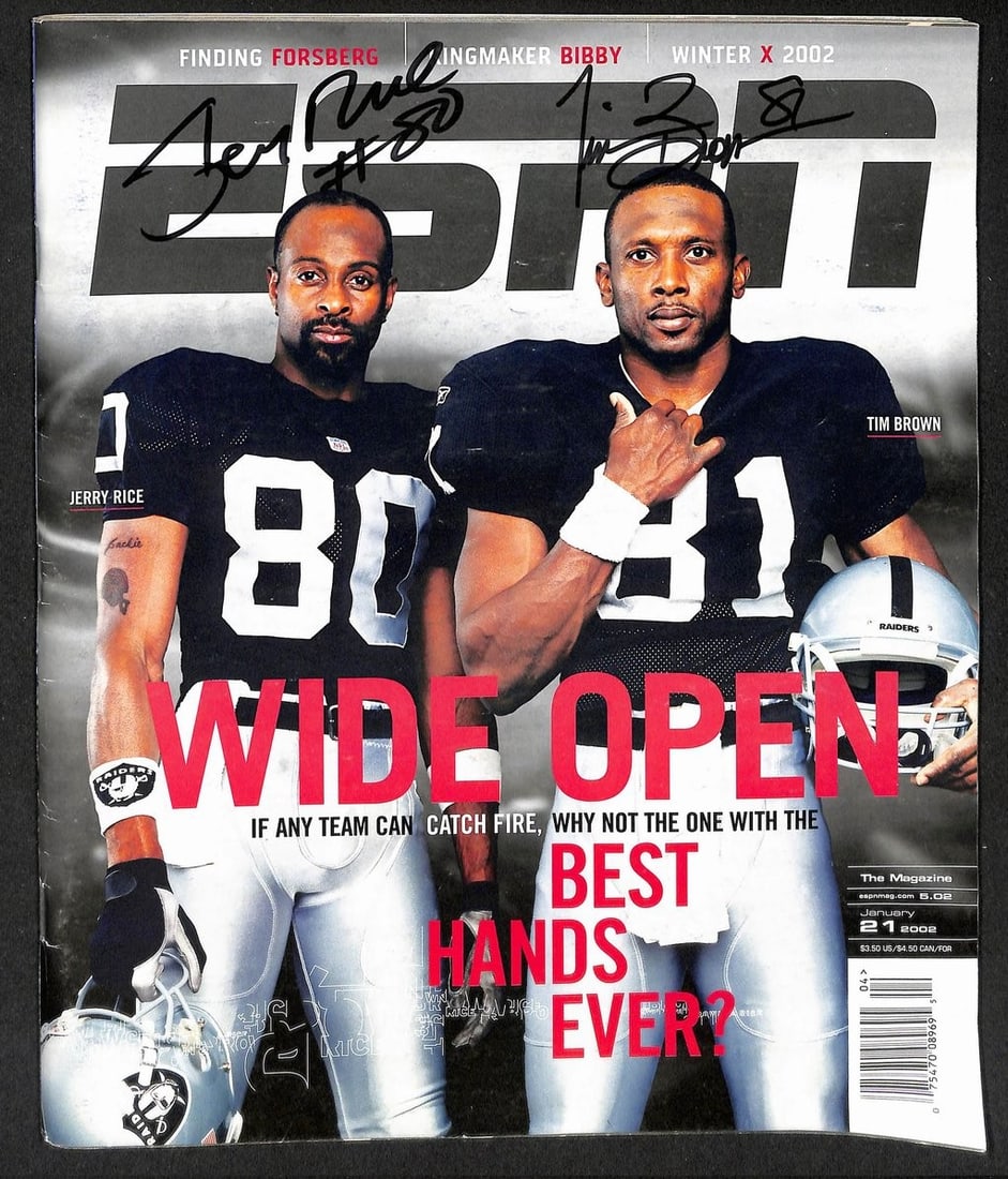 Jerry Rice/ Tim Brown Signed/ Auto 1/ 21/ 2002 ESPN Magazine NOLABEL PSA/ DNA 211319 (1 of 3)