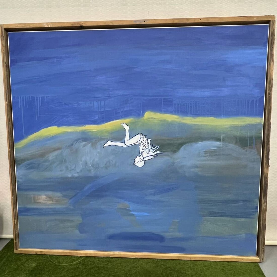 Sky blue girl original oil painting on canvas signed and framed (1 of 11)