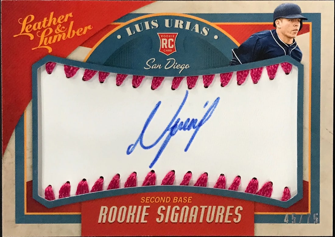 Luis Urias autographed 2019 Panini leather lumber rookie card (1 of 2)