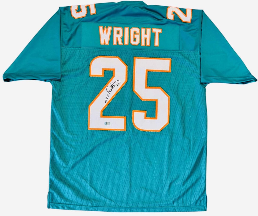 Jaylen Wright Autographed Miami Dolphins Custom Jersey (Beckett) (1 of 3)