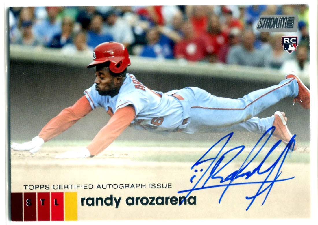 Randy Arozarena Autographed Topps Stadium Club Card (1 of 2)