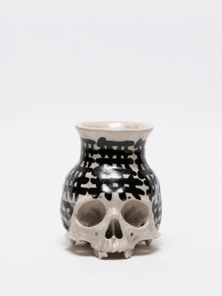 SKULL SCULPTURE MARUOKA PAINTED UNIQUE CERAMIC ART SIGNED COA (1 of 2)