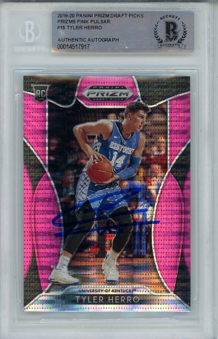 Pink Pulsar Prizm 2019-20 Rooki Draft Picks Autographed By Tyler Herro (1 of 2)