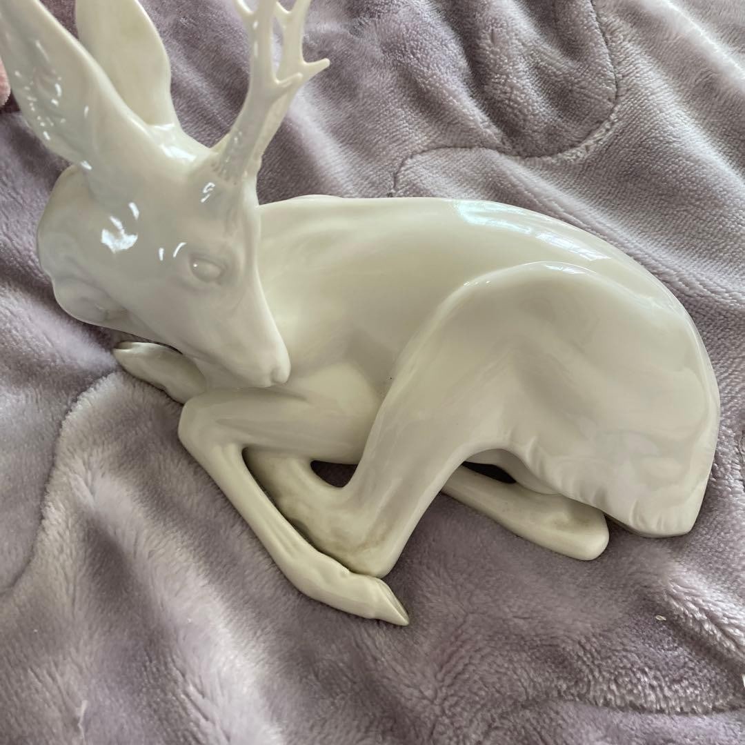 Rare Antique White Porcelain Deer Figurine Superb Collectible (1 of 3)