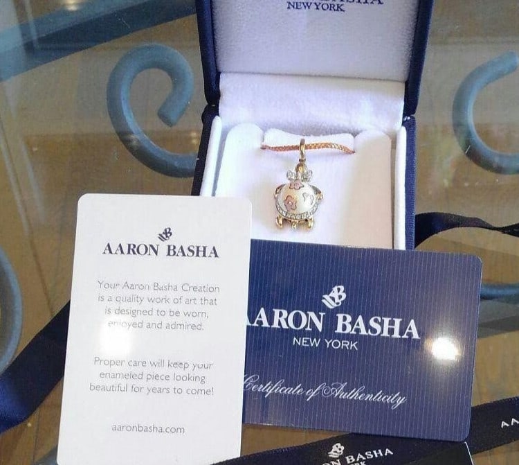 Aaron Basha Turtle Diamond 18k Yellow Gold White Gold Pendant Charm w Paper Box (1 of 7)