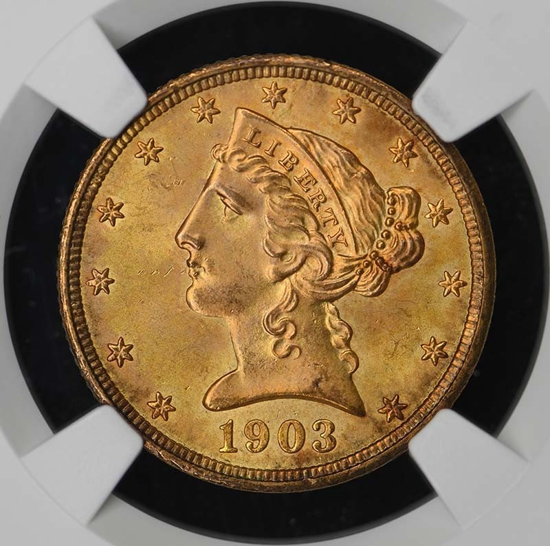 Half Eagle $5 1903 S Motto NGC MS65+ CAC - 2