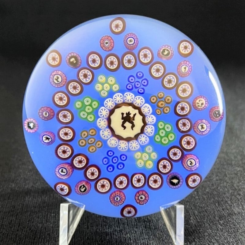 Antique Baccarat Crystal Paperweight 1977 Millefiori Blue Glass Big Size Rare (1 of 7)