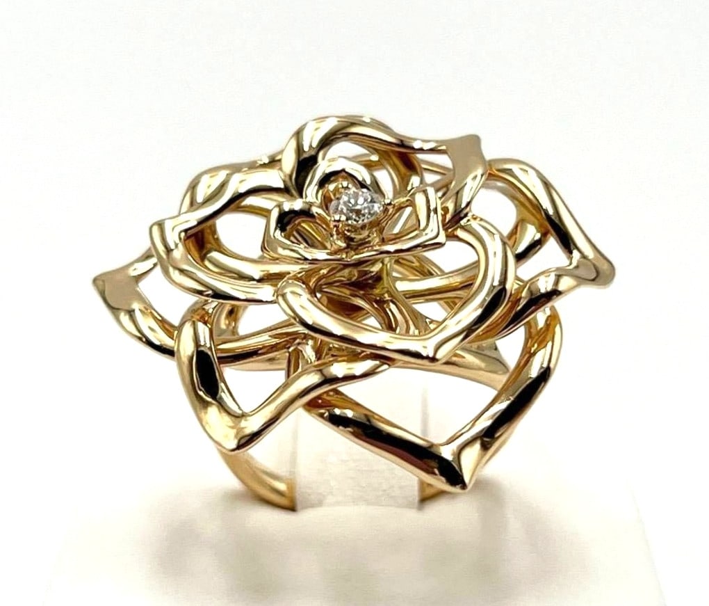 Rose Flower Diamond Gold Cocktail Ring Size53 US 6.25 18k with Box: Rose Flower Diamond Gold Cocktail Ring Size53 US 6.25 18k with Box Item Specifics: Number Of Diamonds: 1 Antique: No Shape: Flower Occasion: Anniversary Birthday Christening Christmas Engagement Gradu