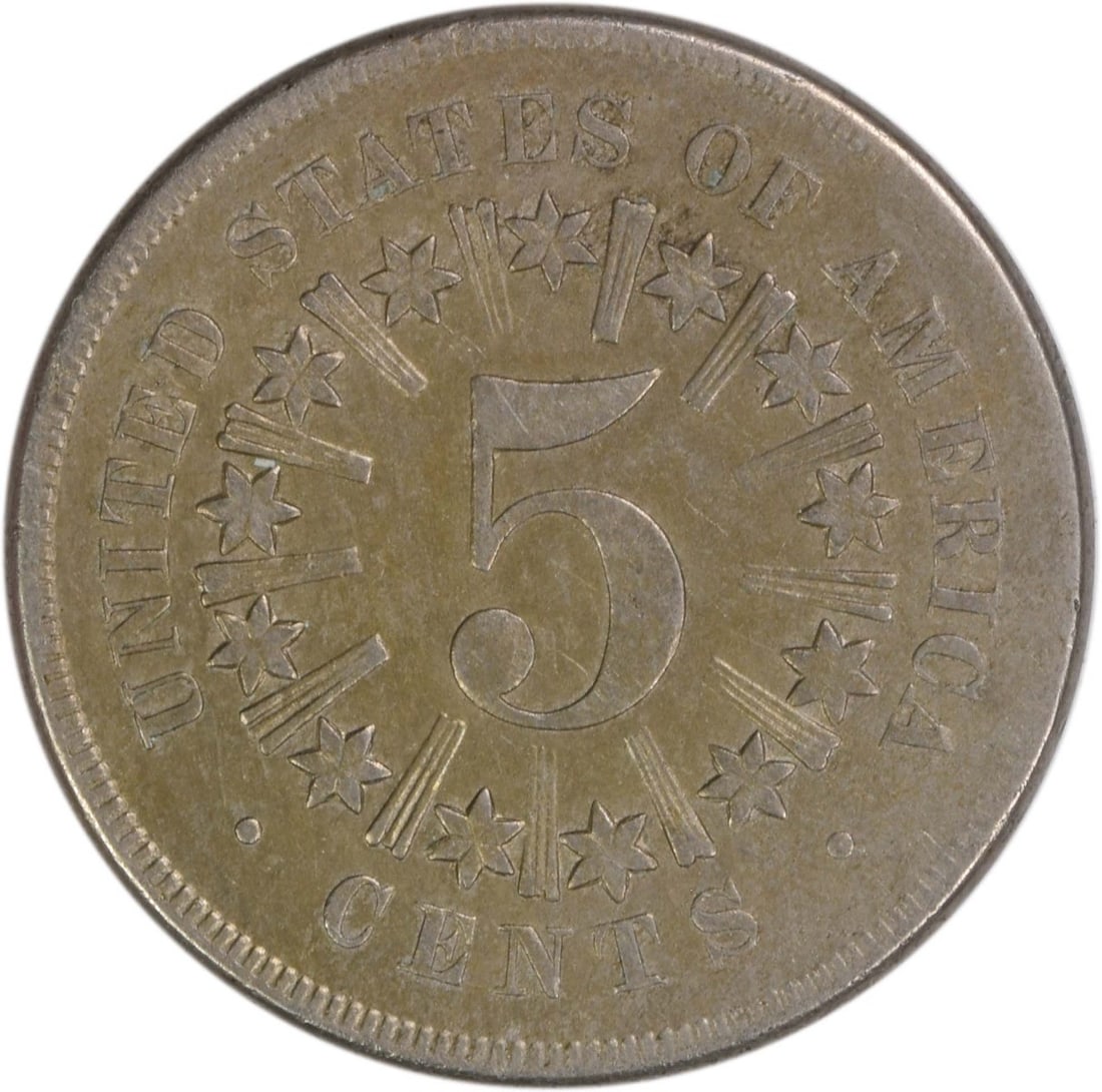 1866 Shield Nickel Rays VF Uncertified - 2