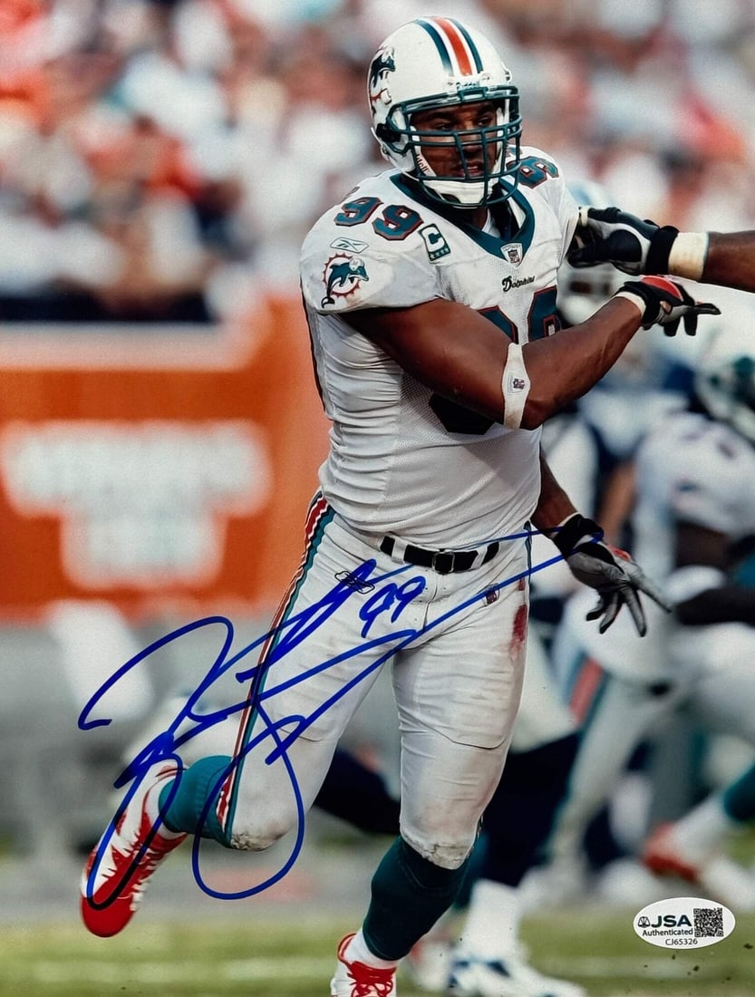 Autographed Miami Dolphins Photo JSA by Jason Taylor (1 of 1)