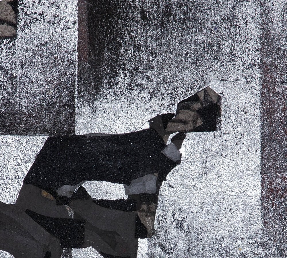 Ground figures framed original painting silver work square - 3