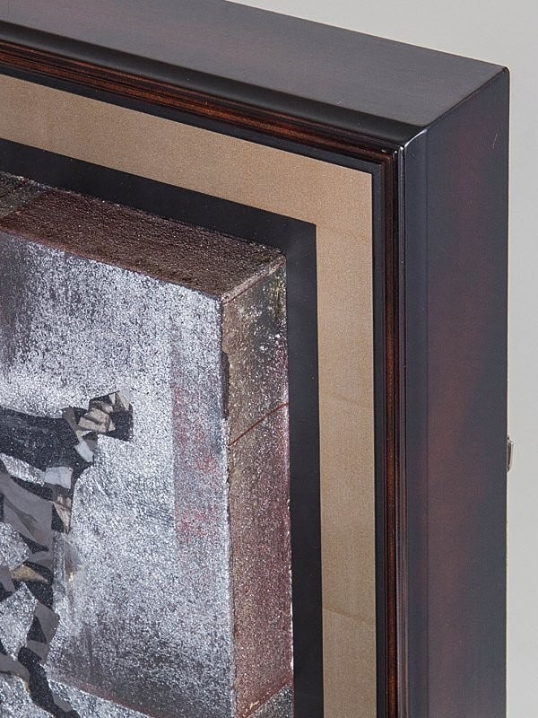 Ground figures framed original painting silver work square - 7