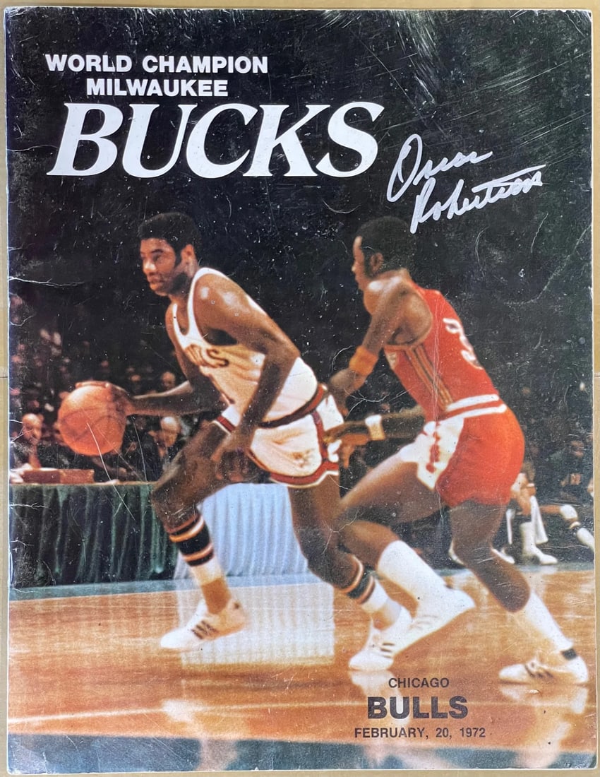 Oscar Robertson Autographed Milwaukee Bucks Program February 20 1972 (1 of 2)