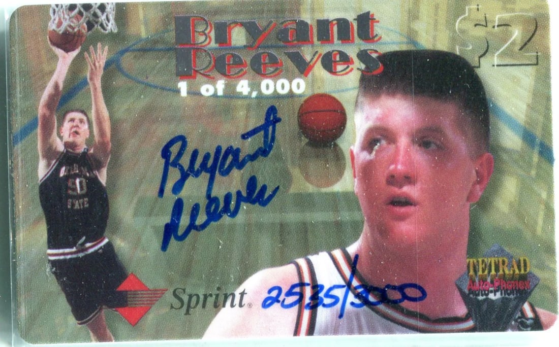 Bryant Reeves Sprint Signature Rookies Autographed Calling Card #2535/ 3000 (1 of 1)