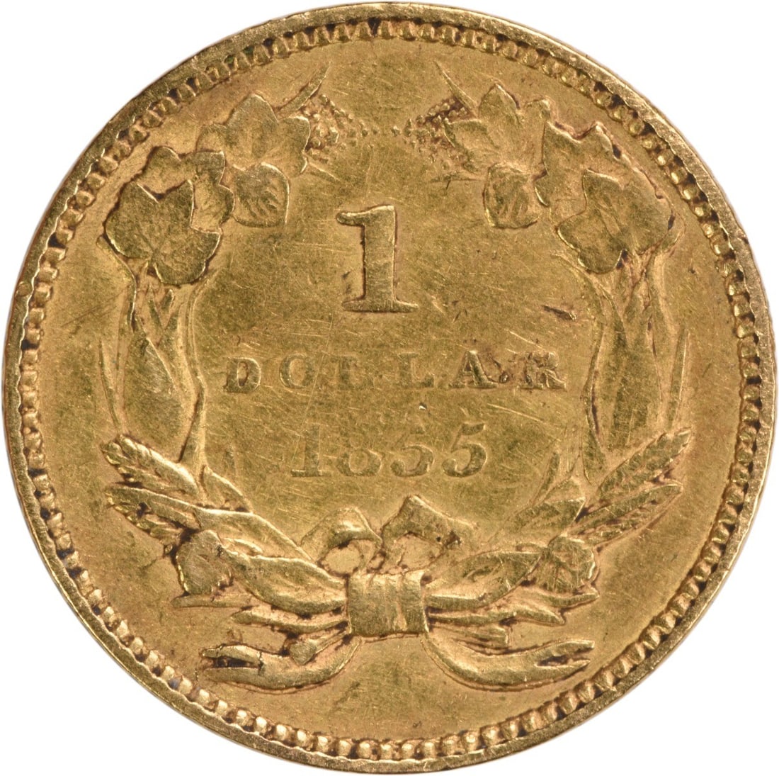 Uncertified 1855 Gold Type 2 Bent VF $1 - 2