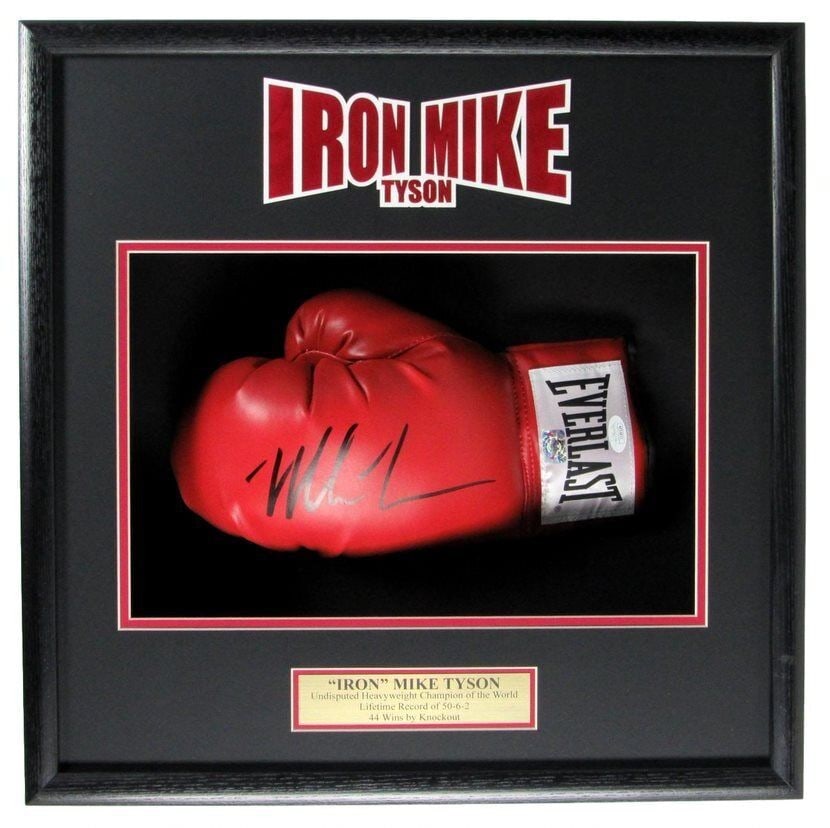 Mike Tyson signed boxing glove 154885 framed by iron champ (1 of 5)