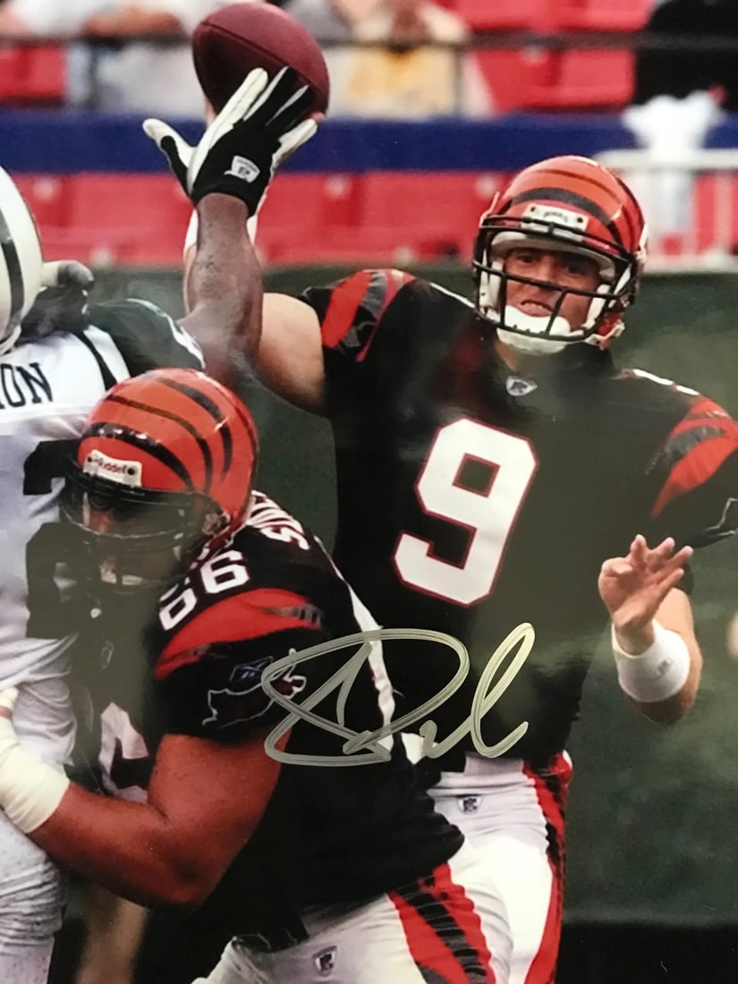 Carson Palmer Autographed Football Photo: Carson Palmer Autographed Football Photo Signed in silver sharpie across the front, Carson Palmer's autograph adds a touch of authenticity to this official 8x10 football photo. The image captures a mo