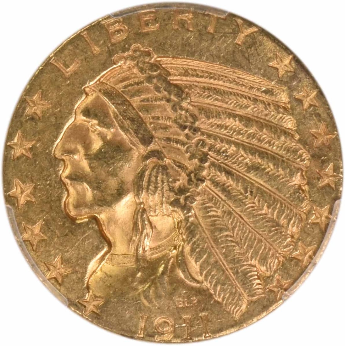 Gold Indian MS62 $5 1911 - 2