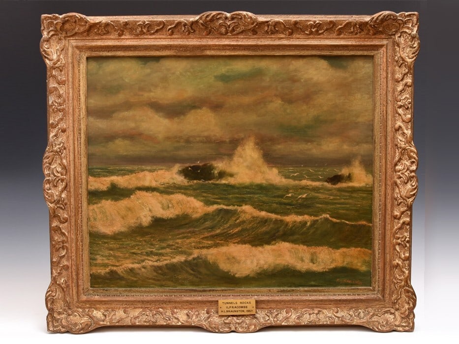 H.L Braunston Original Oil Painting Signed Framed 1957 English Painter (1 of 10)