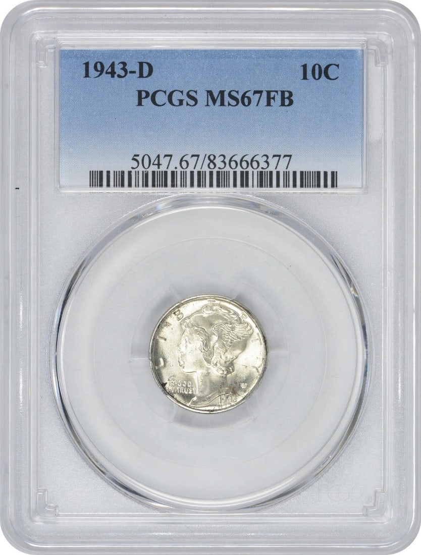 1943-D Mercury Silver Dime MS67FB PCGS: 1943-D Mercury Silver Dime MS67FB PCGS The 1943-D Mercury Silver Dime MS67FB PCGS is a highly graded, uncirculated coin with a rich history. Certified by the Professional Coin Grading Service (PCGS), 