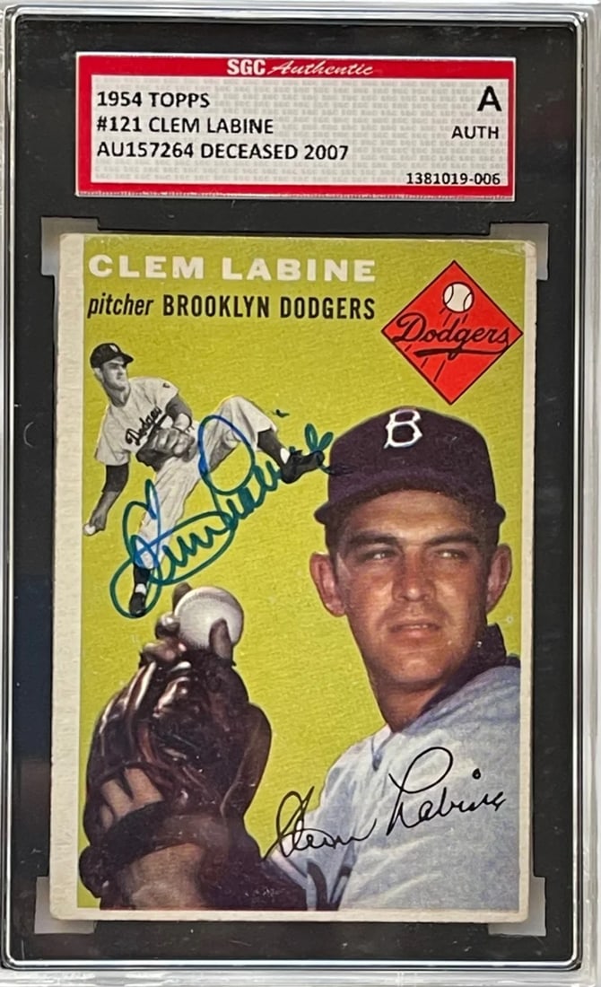 Clem Labine Autographed 1954 Topps Card #121 (SGC) (1 of 2)