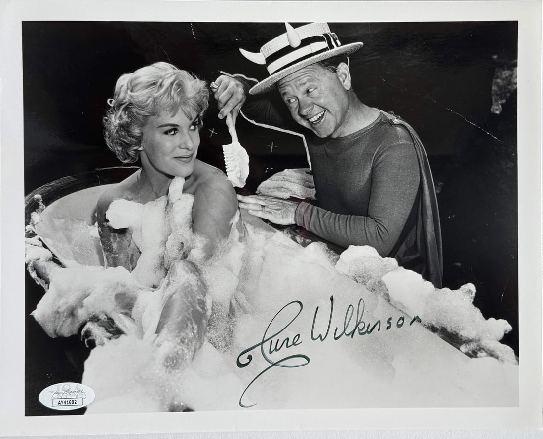 Wilkinson Autographed Private Lives Photo June of Adam Eve JSA: Wilkinson Autographed Private Lives Photo June of Adam Eve JSA A rare and unique piece, this 8x10 photo features the signature of June Wilkinson across its front in black sharpie. The Private Lives of