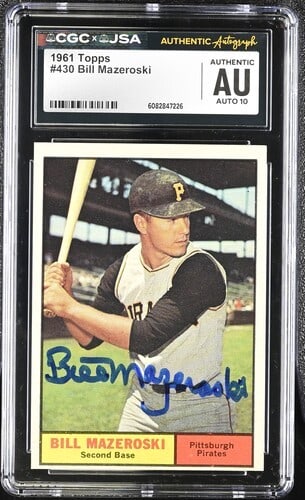 1961 Topps Bill Mazeroski CGC x JSA Auth Signed/ Auto Baseball Card BA202278: 1961 Topps Bill Mazeroski CGC x JSA Auth Signed/ Auto Baseball Card BA202278 Item Specifics: Original/Reprint: Original Product: Photo Sport: Baseball Product Disclaimer: Not affiliated with any team 