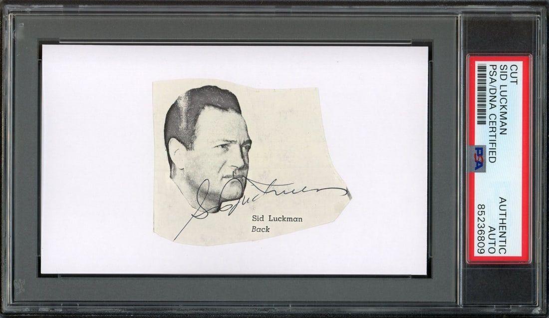 Signed PSA DNA cut photo bears luckman hof auto card 3x5 (1 of 1)