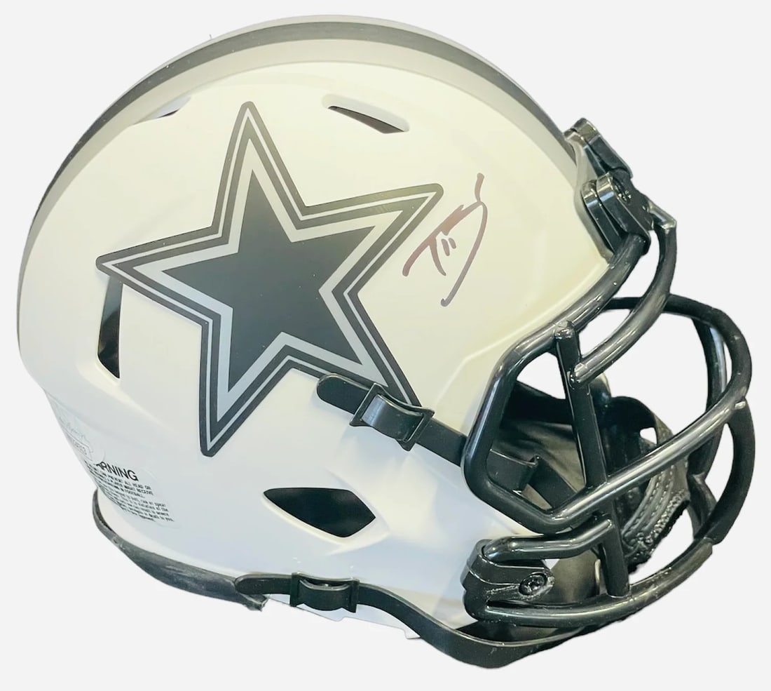 Trevon Diggs Autographed Dallas Cowboys Lunar Eclipse Mini Helmet (JSA): Trevon Diggs Autographed Dallas Cowboys Lunar Eclipse Mini Helmet (JSA) Trevon Diggs' sharpie signature across the side of this Dallas Cowboys Lunar Eclipse mini helmet adds a touch of authenticity to