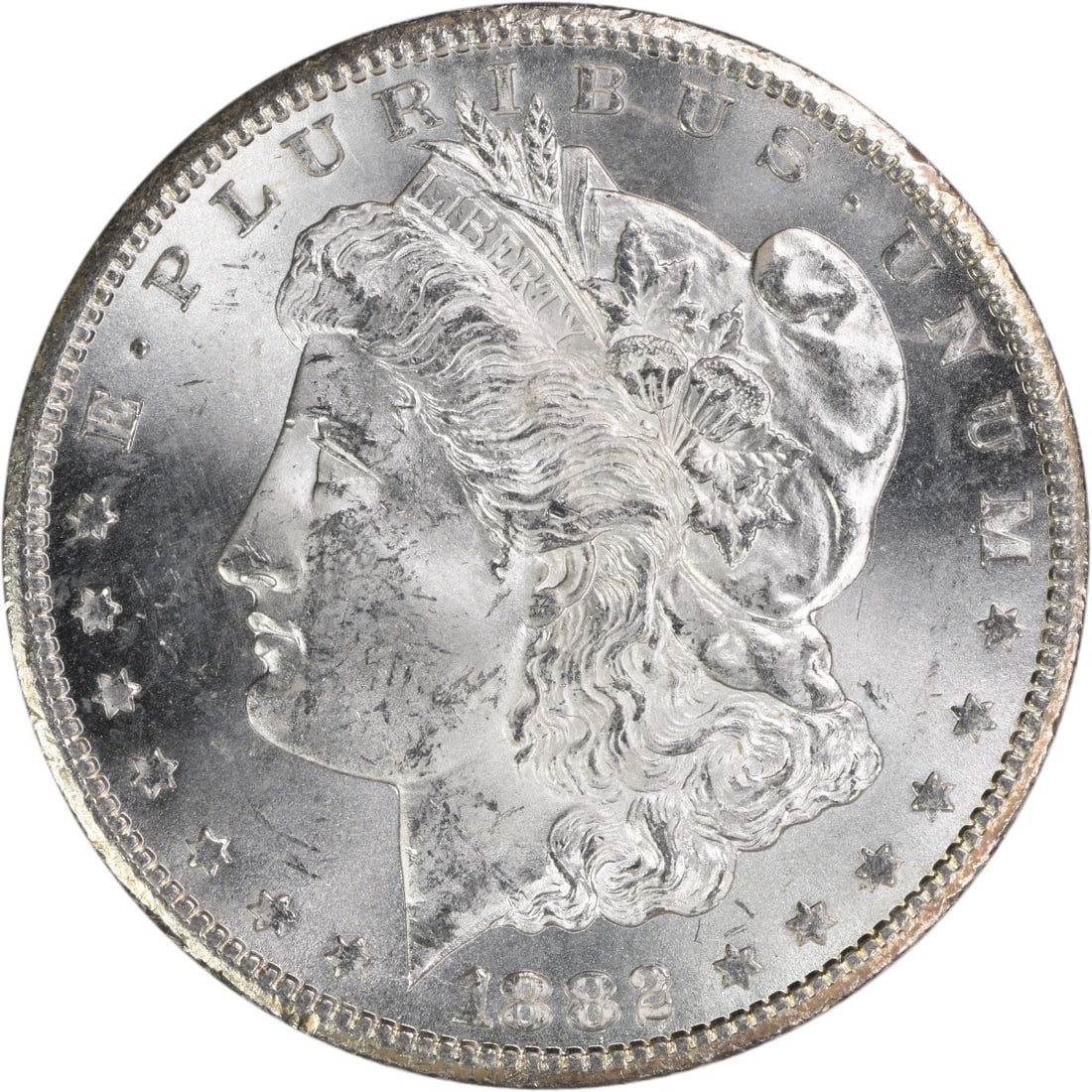Morgan Silver Dollar 1882 CC Choice BU Uncertified: Morgan Silver Dollar 1882 CC Choice BU Uncertified Choice BU Uncertified Morgan Silver Dollar 1882 CC boasts a high level of detail and luster, characteristic of its Choice BU grade. This uncirculated