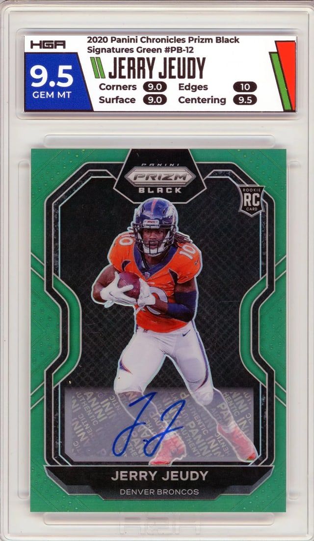 Jeudy Jerry Autographed Chronicles Panini Rookie Card 2020 Prizm Black Green PB (1 of 2)