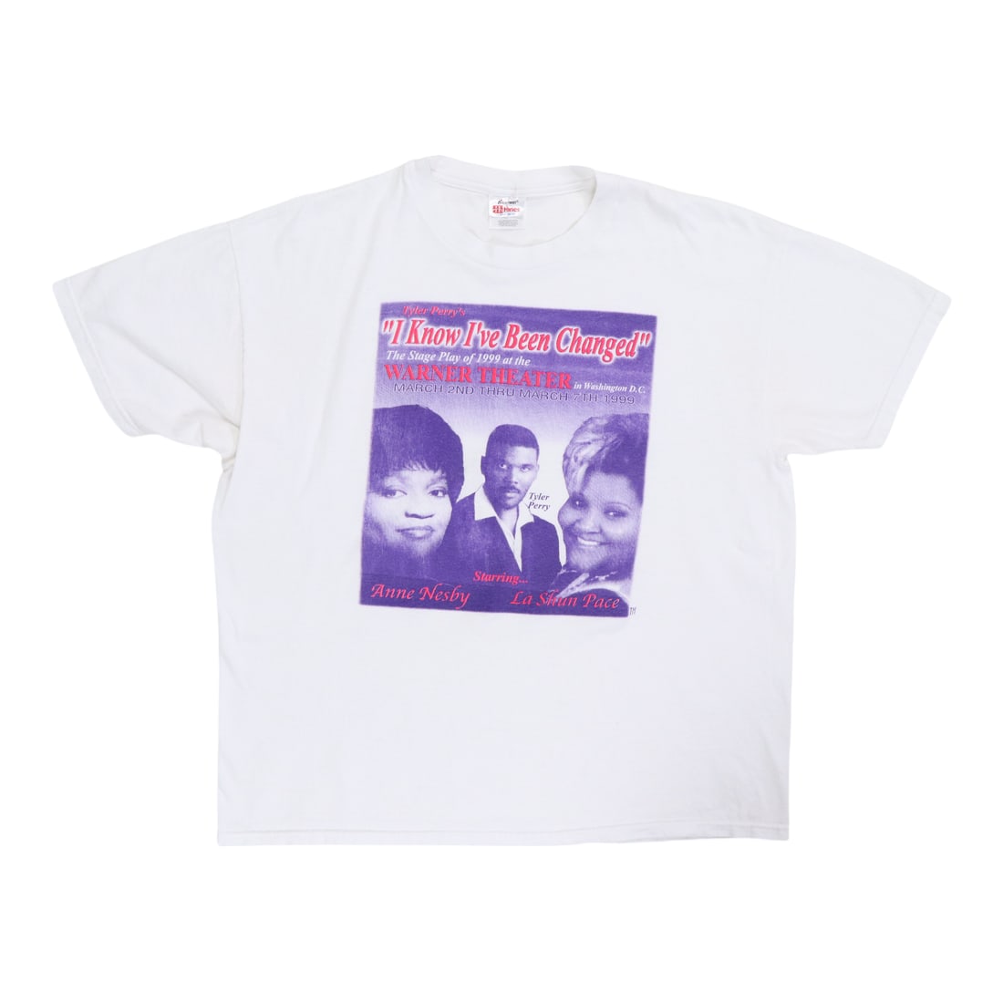 1999 I Know I've Been Changed Tyler Perry Shirt: 1999 I Know I've Been Changed Tyler Perry Shirt Large, white 1999 I Know I've Been Changed Tyler Perry Shirt with classic collar to hem and pit to pit measurements. This vintage shirt has been careful