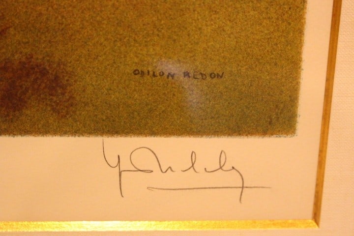Framed Signed Edition Lithograph Flowers Vase Redon Odilon - 6