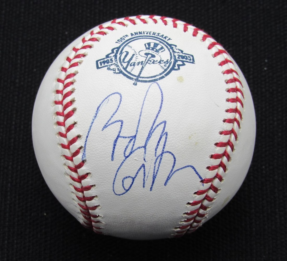 Bob Costas Signed/ Auto OML Yankees 100th Anniversary Baseball JSA 186636: Bob Costas Signed/ Auto OML Yankees 100th Anniversary Baseball JSA 186636 Signed by Bob Costas on an official MLB baseball commemorating the Yankees' 100th anniversary, this ball bears the mark of a l