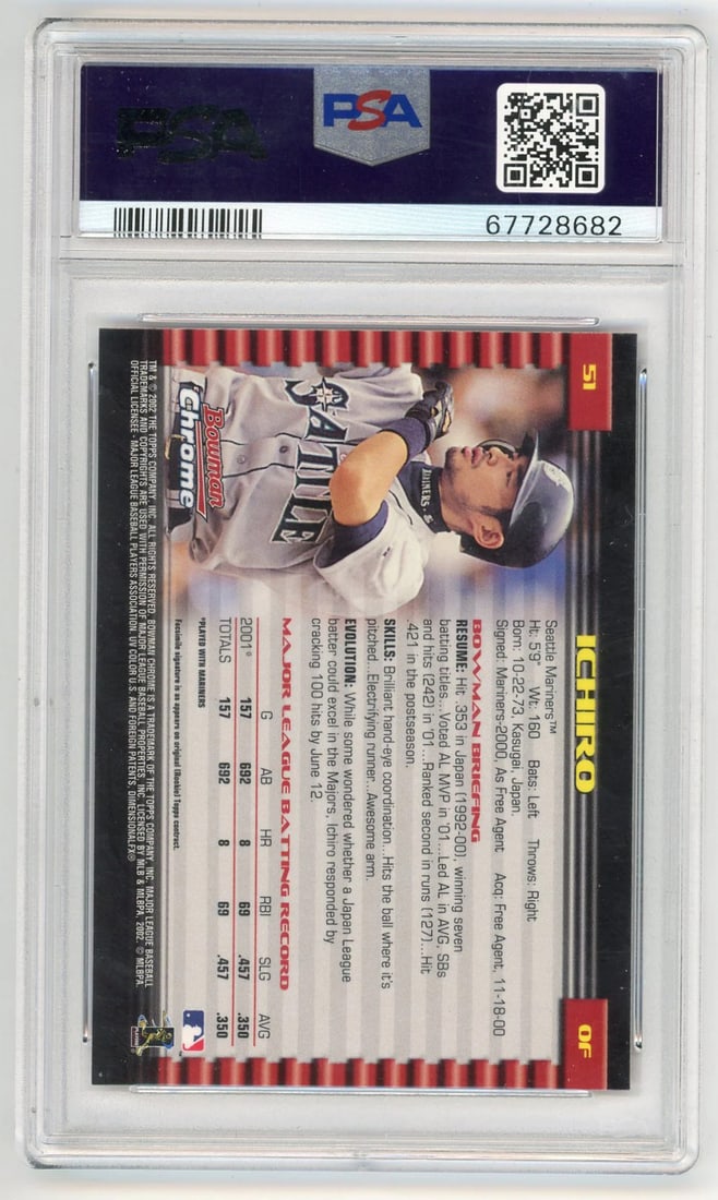 Ichiro 2002 Bowman Chrome #51 PSA MT 9 - 2