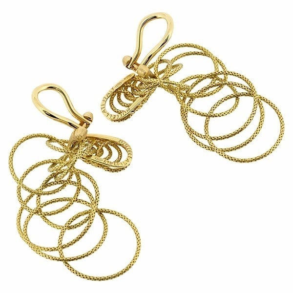 Hawaii Collection 18k Yellow Gold Dangle Earrings Clip Long Drop 50mm Buccellati (1 of 6)