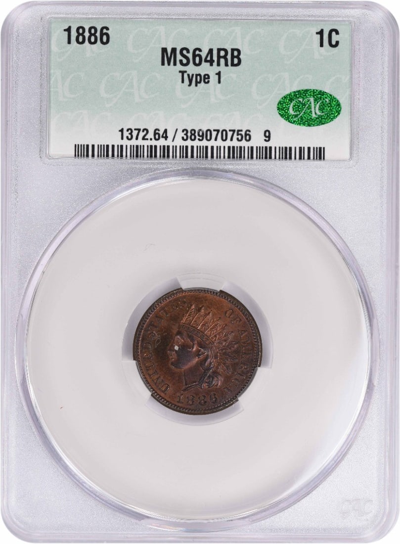 MS64RB CACG 1886 Variety Indian Cent (1 of 3)