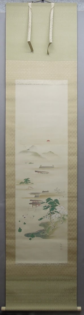 Japanese Hanging Scroll Kakejiku Tosen Kodera Palace of Eternal Life Silk Box (1 of 10)