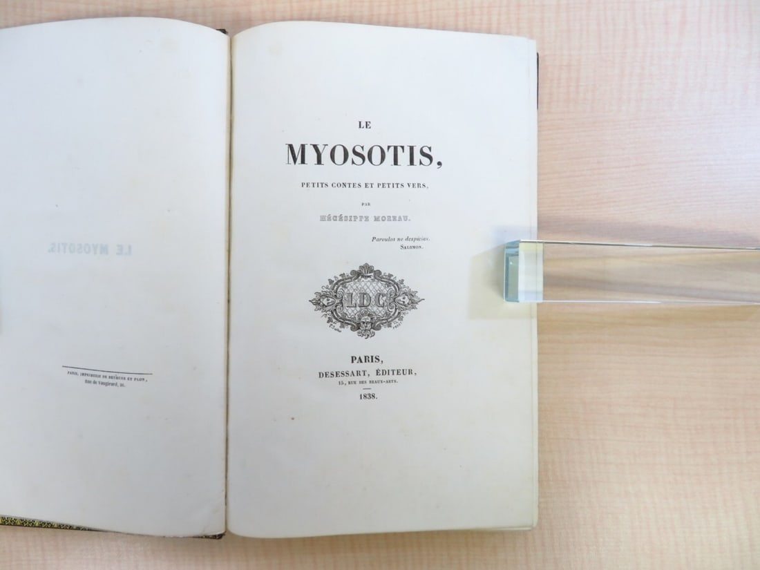 'Le myosotis: petits contes et petits vers' by Hegesippe Moreau First Edition: 'Le myosotis: petits contes et petits vers' by Hegesippe Moreau First Edition Item Specifics: Binding: Leather Language: French Signed: No Special Attributes: 1st Edition Region: Europe Author: Hegesi