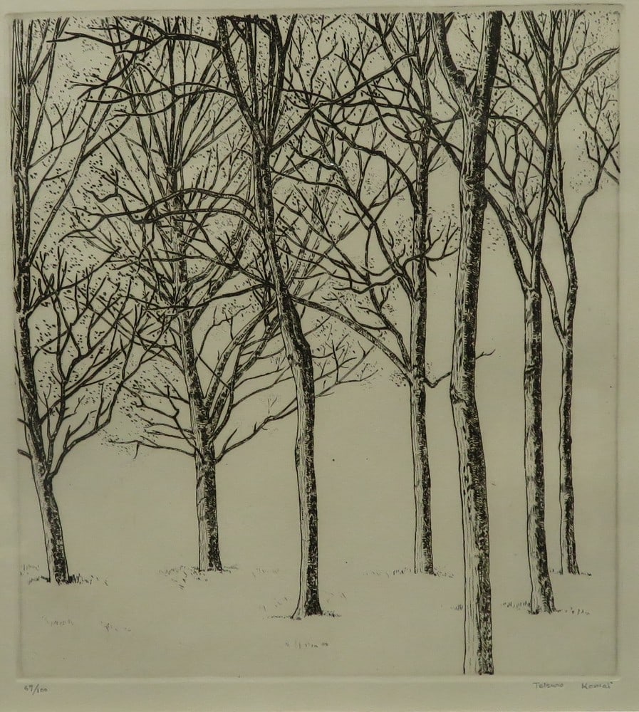 Tetsuro Komai Tree Original Signed Etching Copperplate Print Edition 67 100 - 2