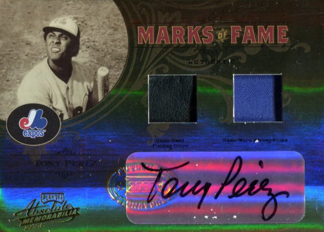 Tony Perez Autographed 2005 Donruss Playoff Absolute Memorabilia Marks of Fame J (1 of 1)