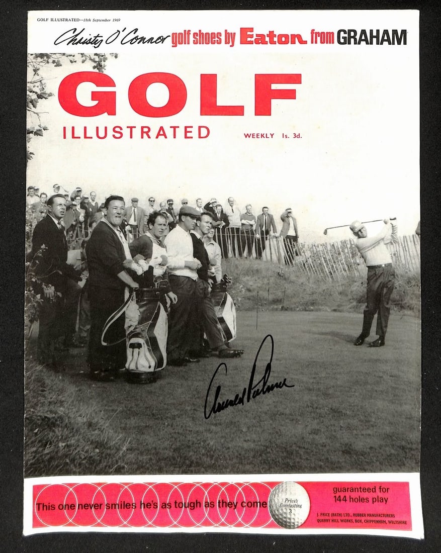 Arnold Palmer Signed/ Autographed 9/ 18/ 1969 Golf Illustrated Magazine JSA 194968: Arnold Palmer Signed/ Autographed 9/ 18/ 1969 Golf Illustrated Magazine JSA 194968 Authentic Arnold Palmer signed golf magazine from 1969, featuring the legendary golfer on the cover and an article sh