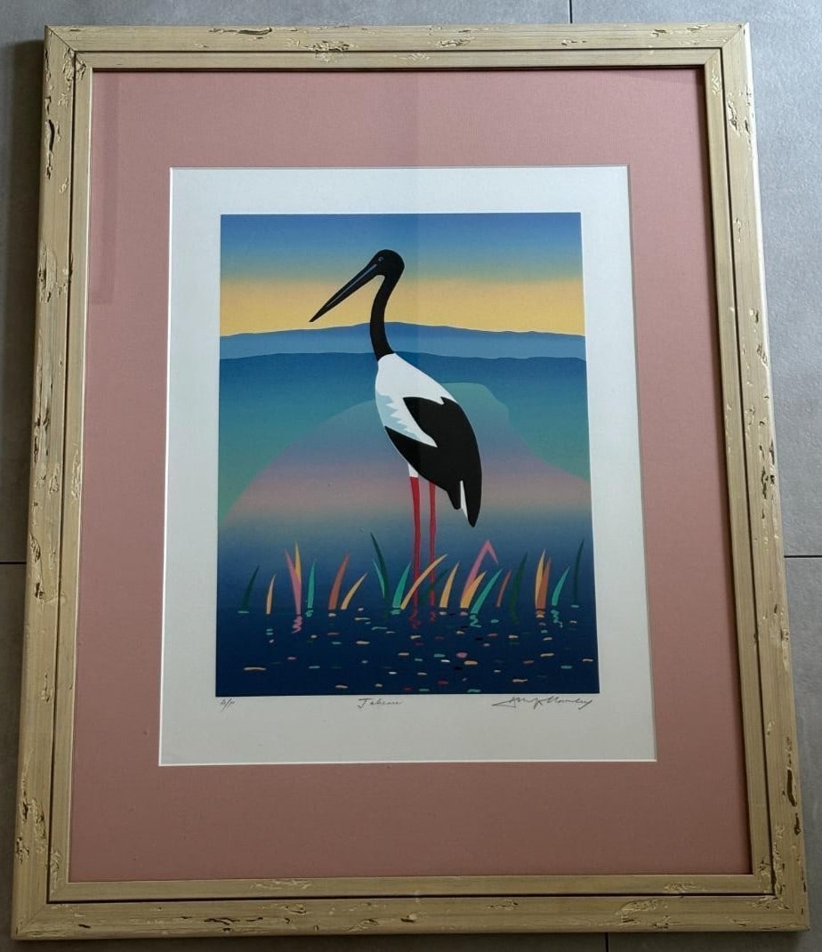 Australian Bird Art Silkscreen Signed Manley Jabiru Ashleigh (1 of 8)