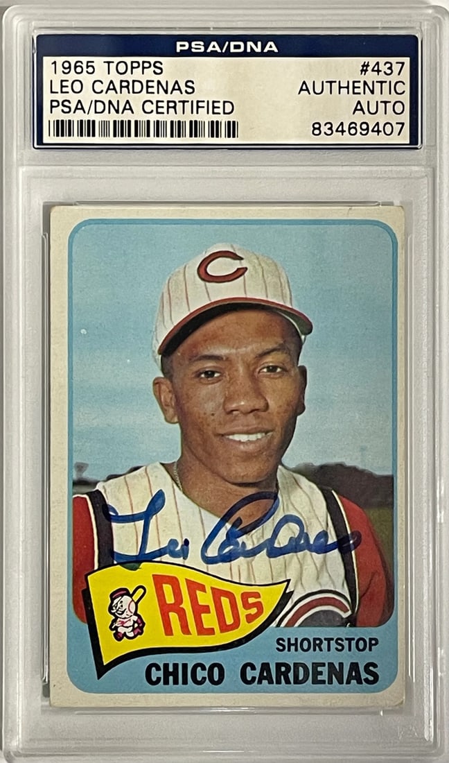 Card Autographed Leo Cardenas PSA 1965 Topps #437 (1 of 2)