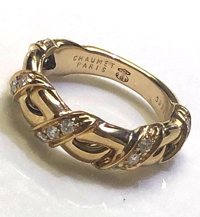 Diamond Chaumet Twist Paper Yellow Estate 18k Gold Ring Vintage Jewelry: Diamond Chaumet Twist Paper Yellow Estate 18k Gold Ring Vintage Jewelry Item Specifics: Number Of Diamonds: 15 Shape: Twist Occasion: Anniversary Birthday Christening Christmas Engagement Graduation M